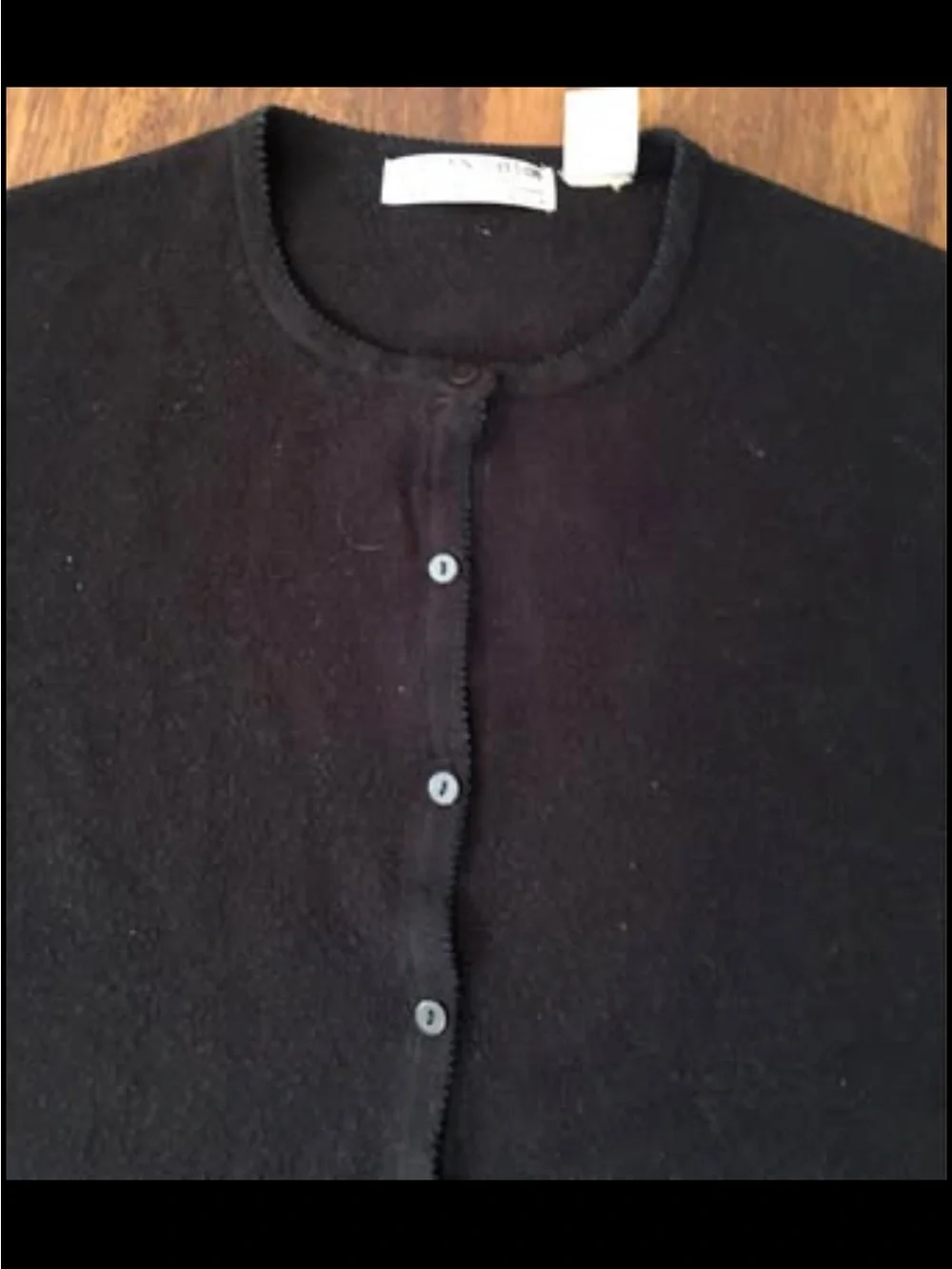 Carolyn Taylor Classic Black Crewneck Button-Front Sweater Cardigan